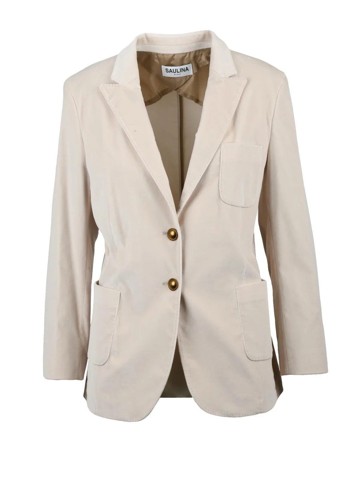 Beige Cotton Viscose Elastane Women's Velvet Jacket