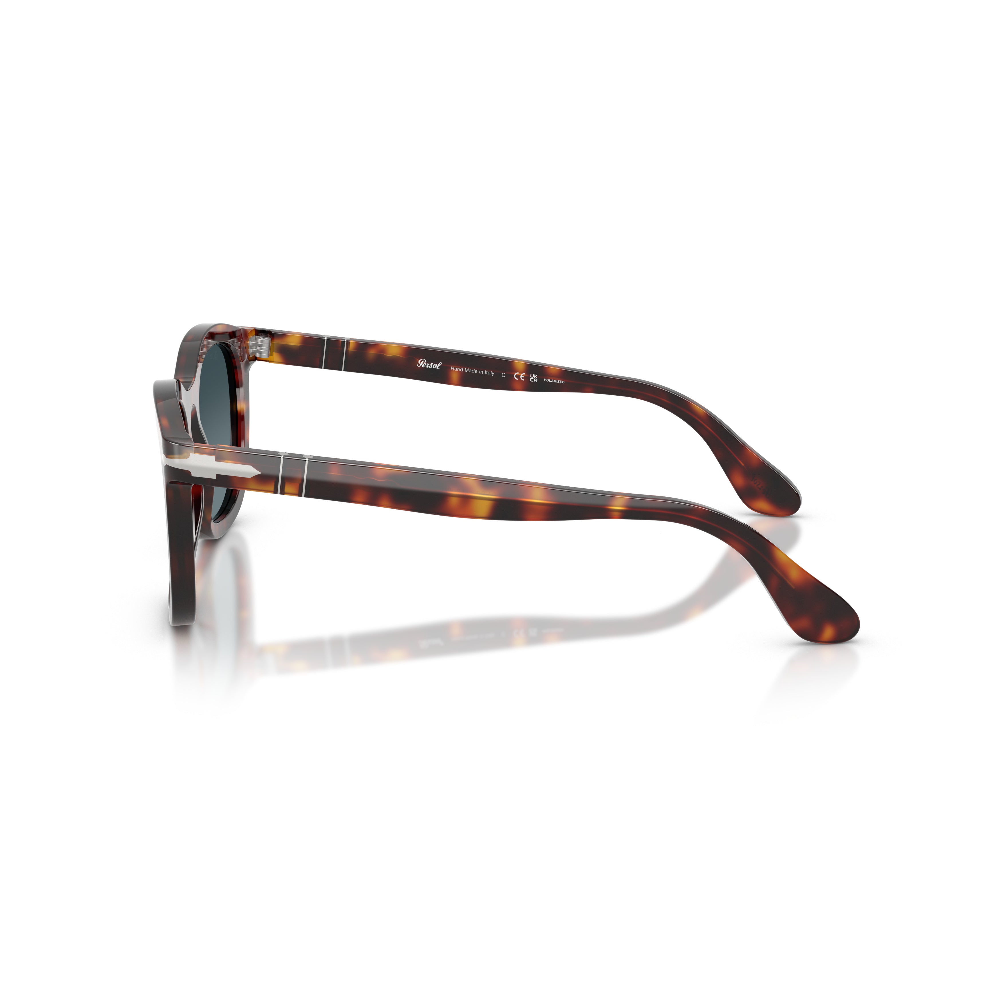 0po3395s Tortoiseshell Square Frame Sunglasses with Refined Metallic Detail