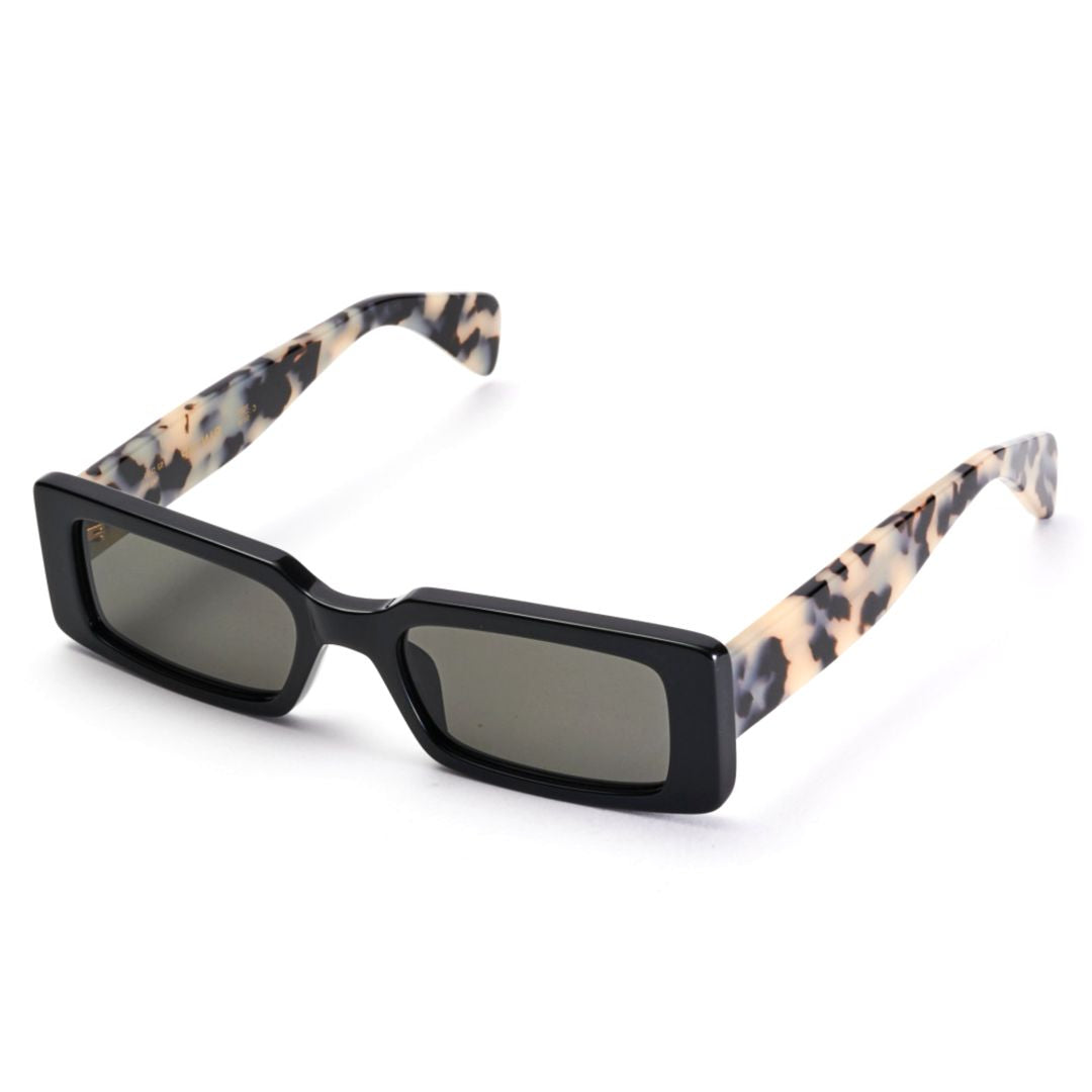 Pin-Up Rectangular Sunglasses with Tortoiseshell Patterned Arms