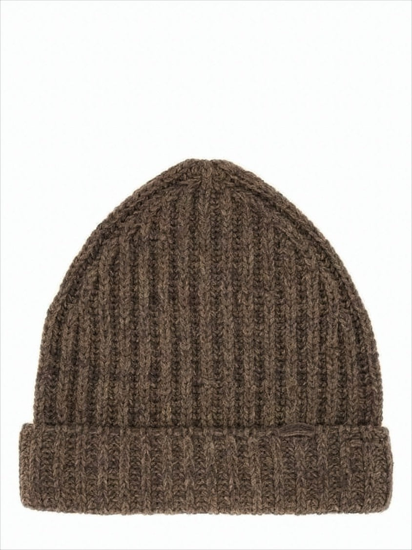 Ribbed Knit Beanie with Folded Cuff