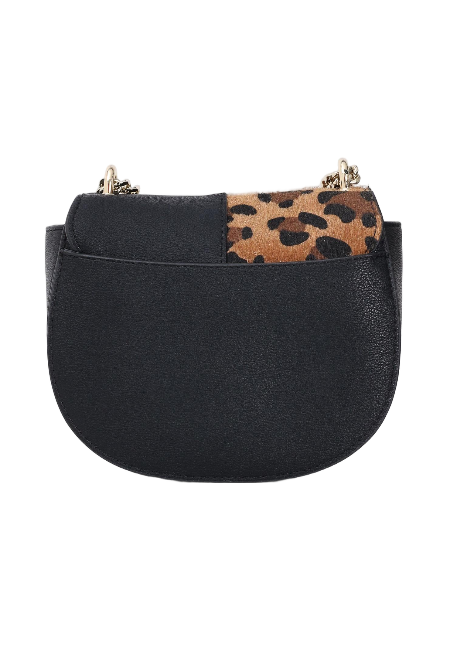 Leopard Print Shoulder Bag with Gold-tone Emblem