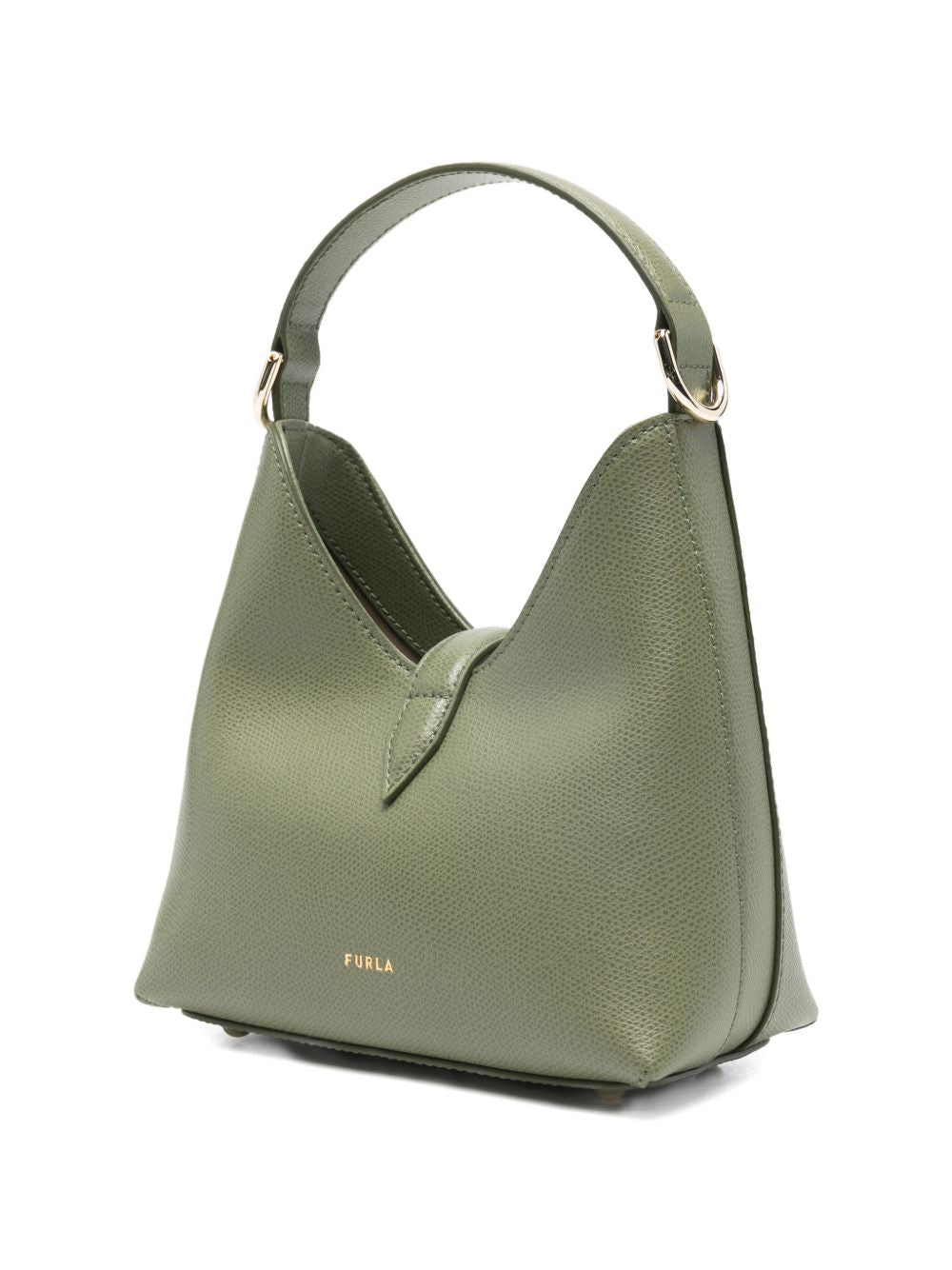 Textured Leather Handbag With Gold-Tone Clasp