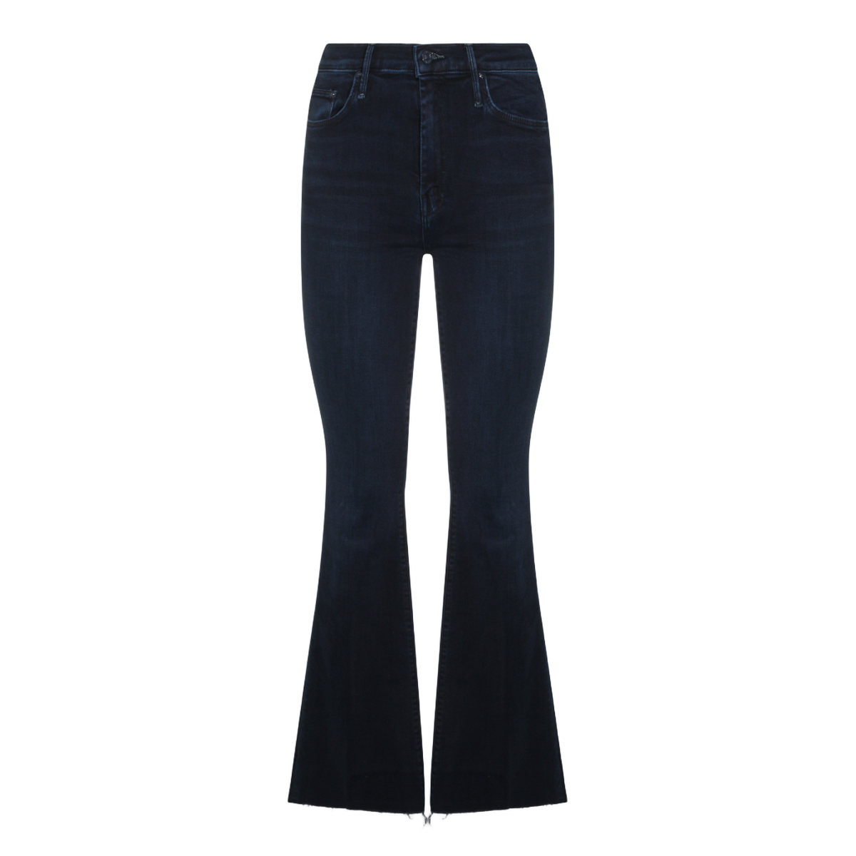 High-Waisted Indigo Flared Jeans with Raw Hem