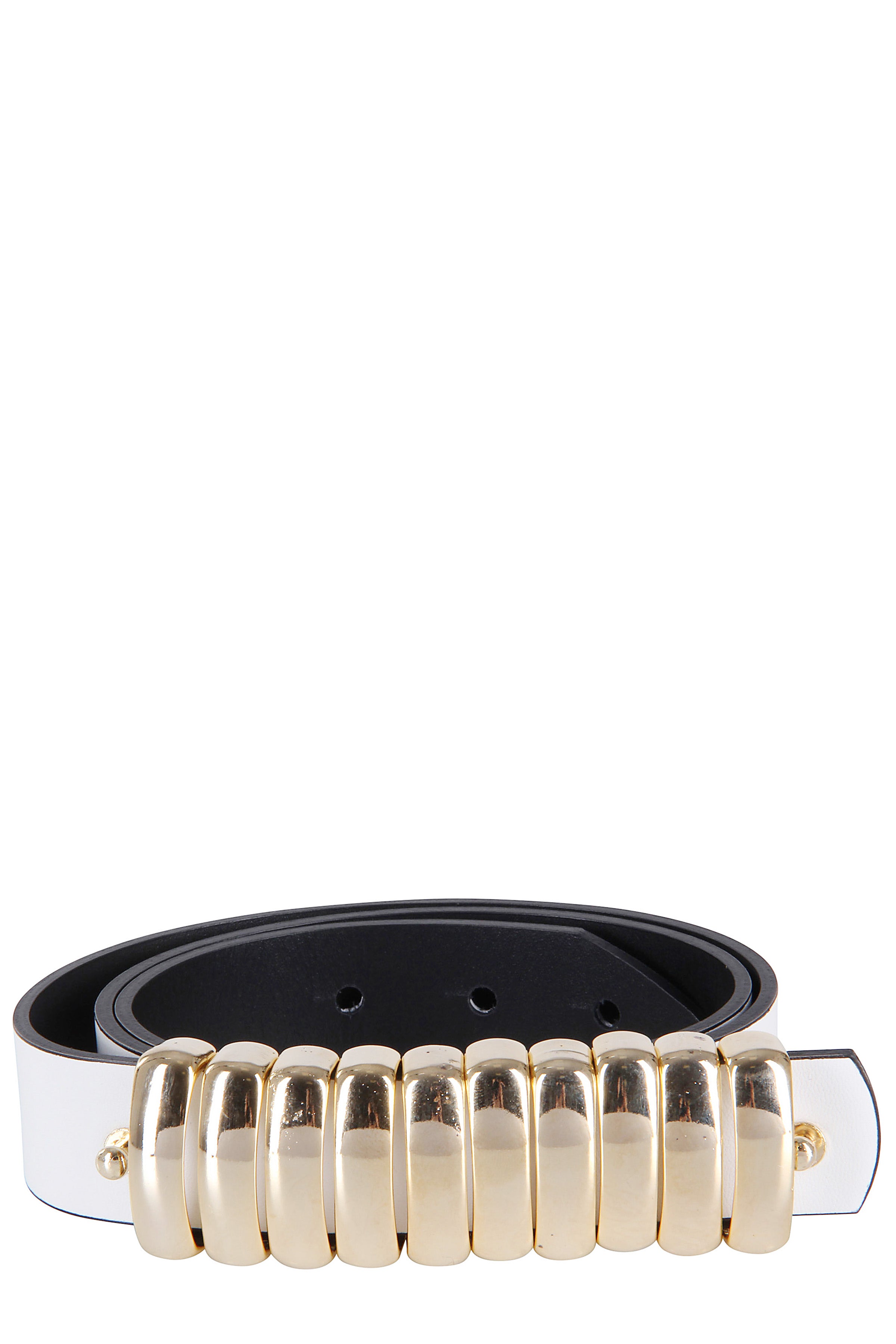 Sculptural White Gold Button Belt