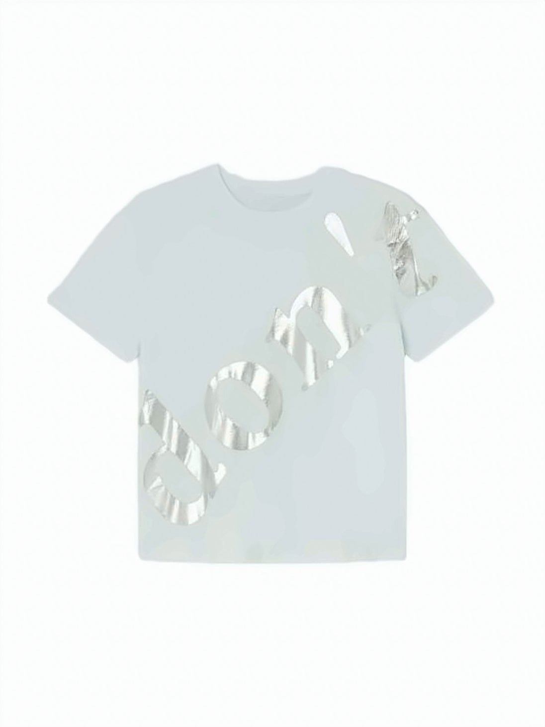 White Short-Sleeved Cropped Metallic Logo T-Shirt