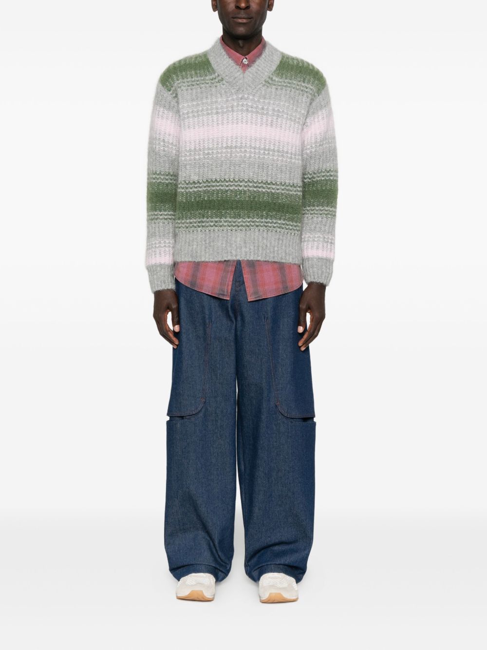 Textured Knit V-Neck Sweater