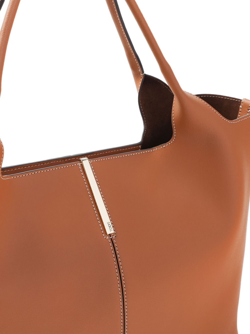Spacious Cognac Brown Leather Handbag
