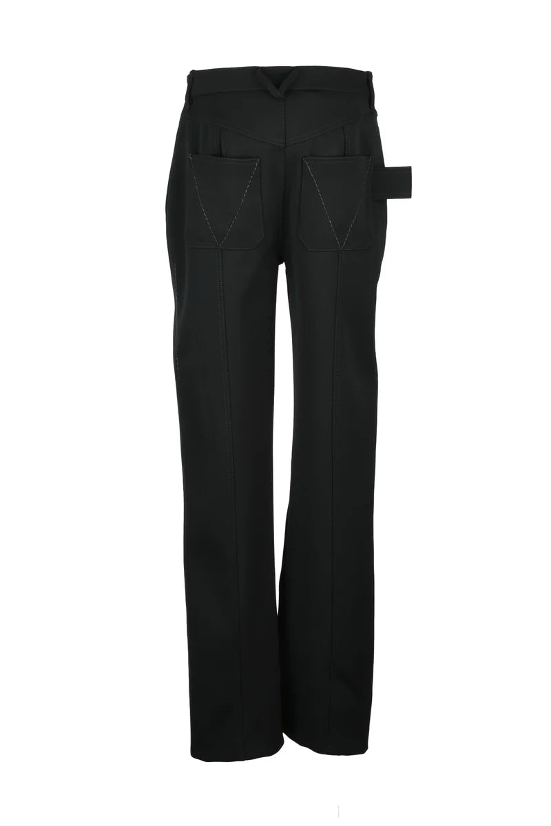Wool Trousers Zip - Black