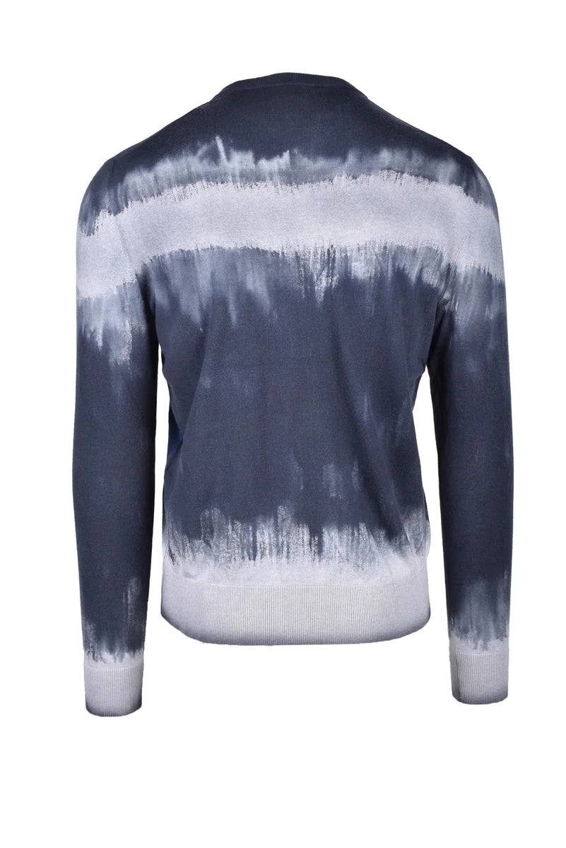 Tie-Dye Knit Sweater with Argyle Detail