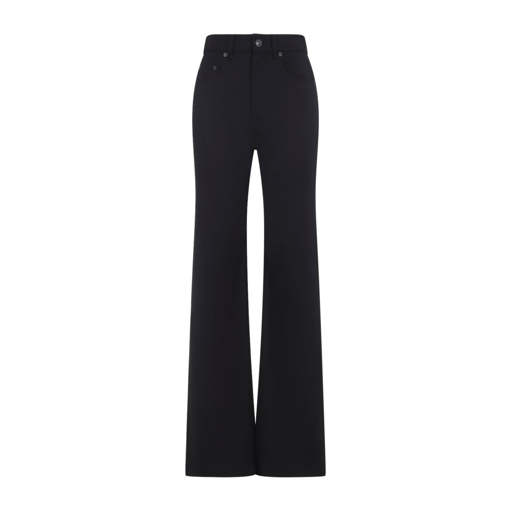 Black Wool Blend Trousers With Flared Legs