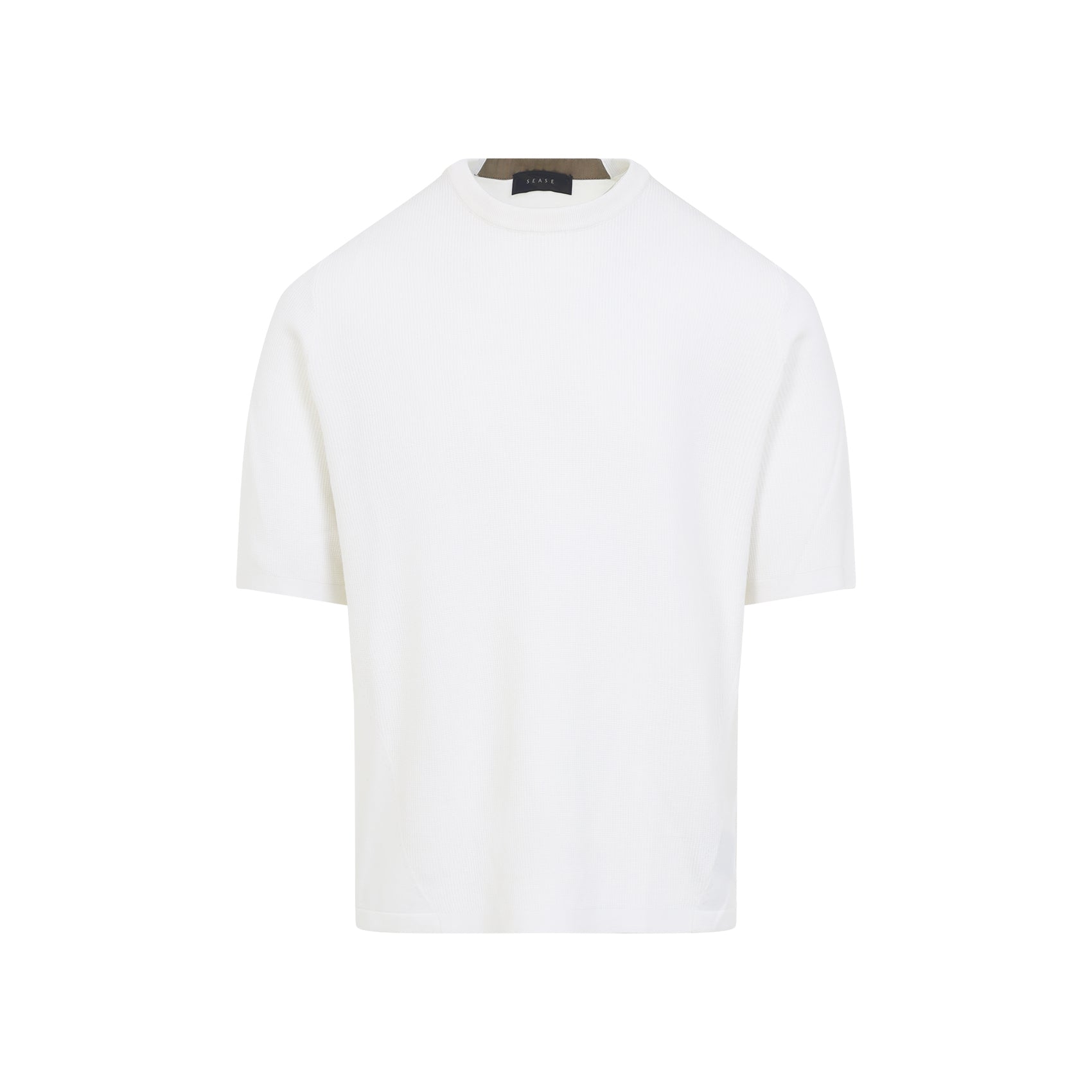 Minimalist Virgin Wool T-Shirt with Subtle Ribbing