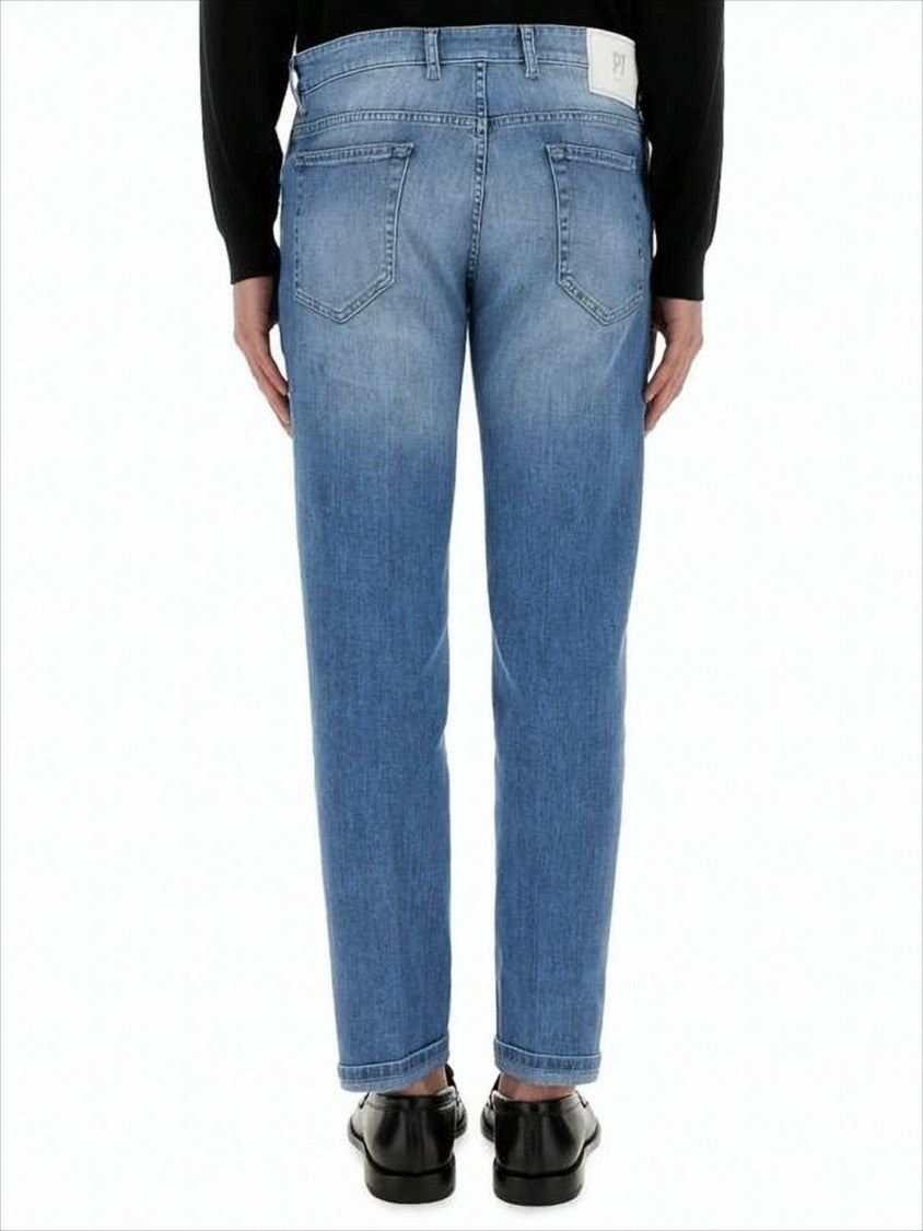Classic Five-Pocket Denim Pants With Tapered Leg Design