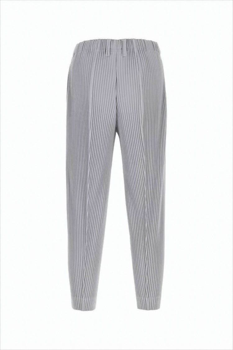 Pleated Grey Jogger Pants With Tapered Fit