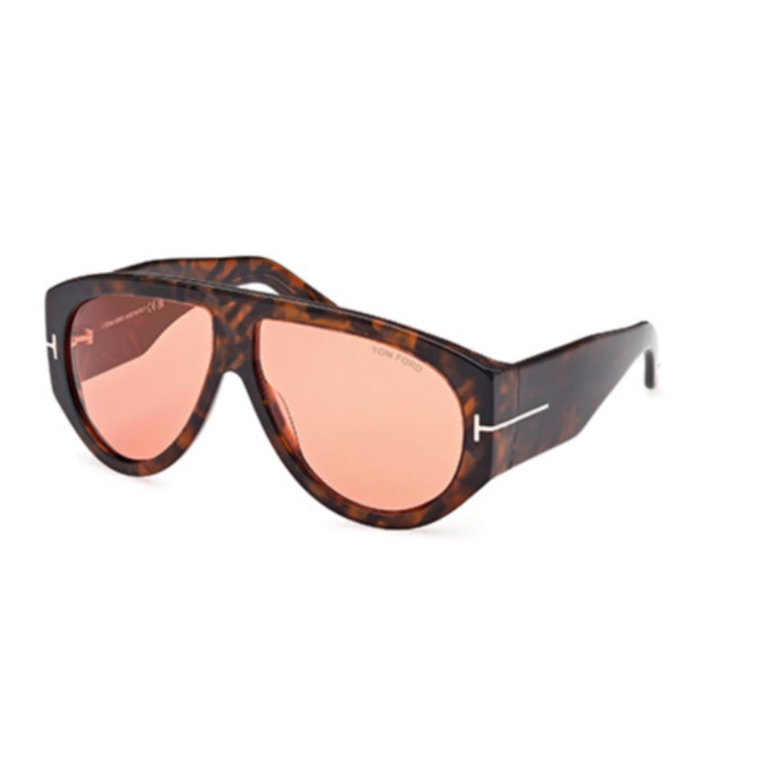 Tortoiseshell Acetate Sunglasses With T-Shaped Metal Detail