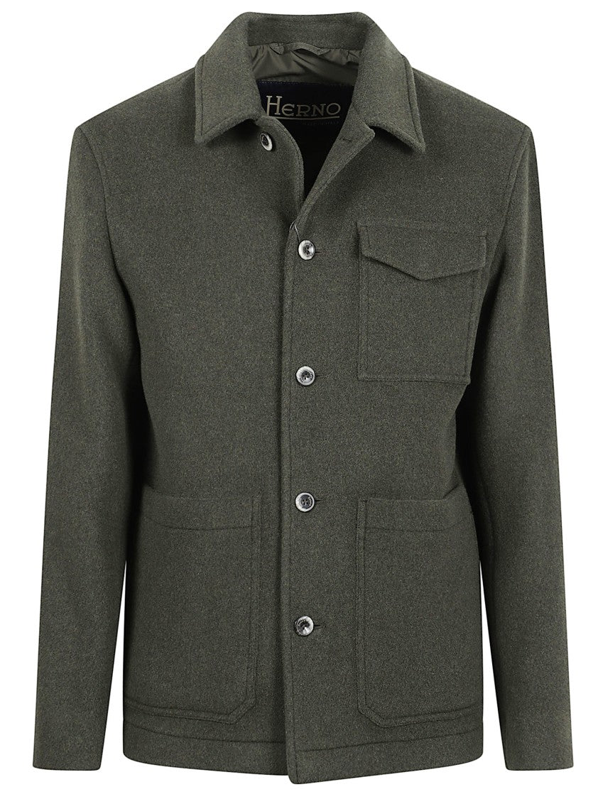 Double-Layered Wool Jacket With Twill Texture