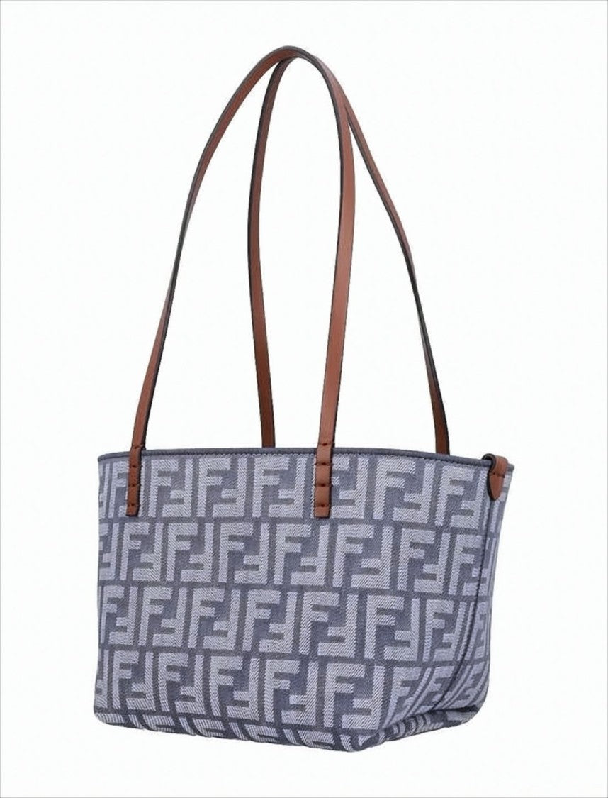 Geometric Pattern Shoulder Bag with Leather Straps