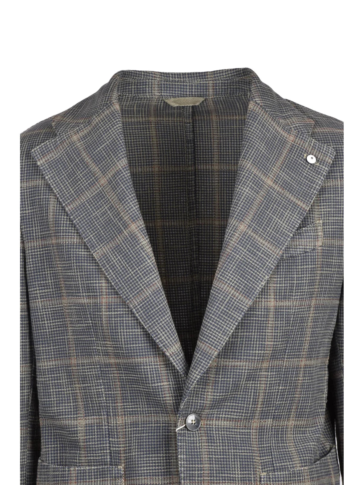 Refined Checkered Cotton-Silk Blazer With Rounded Silhouette