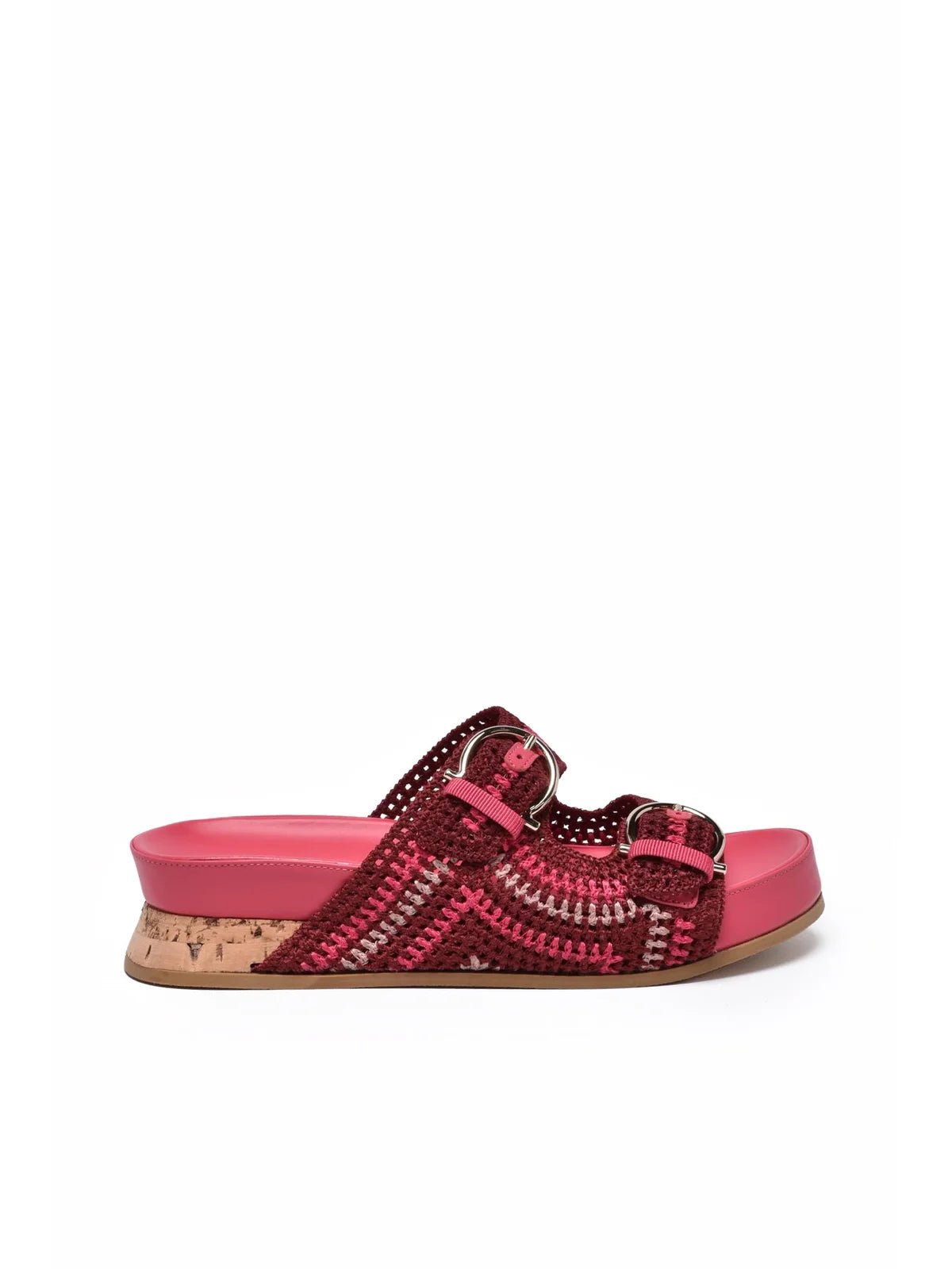 Shaula Raffia Wedge Mules - Fuchsia