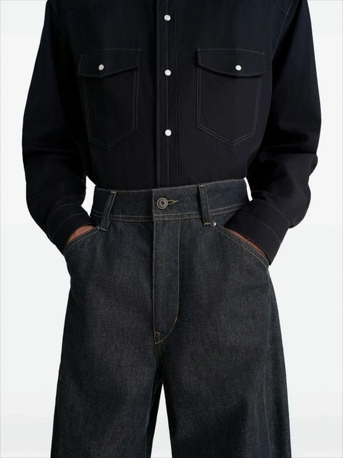 Relaxed Wide-Leg Denim Pants