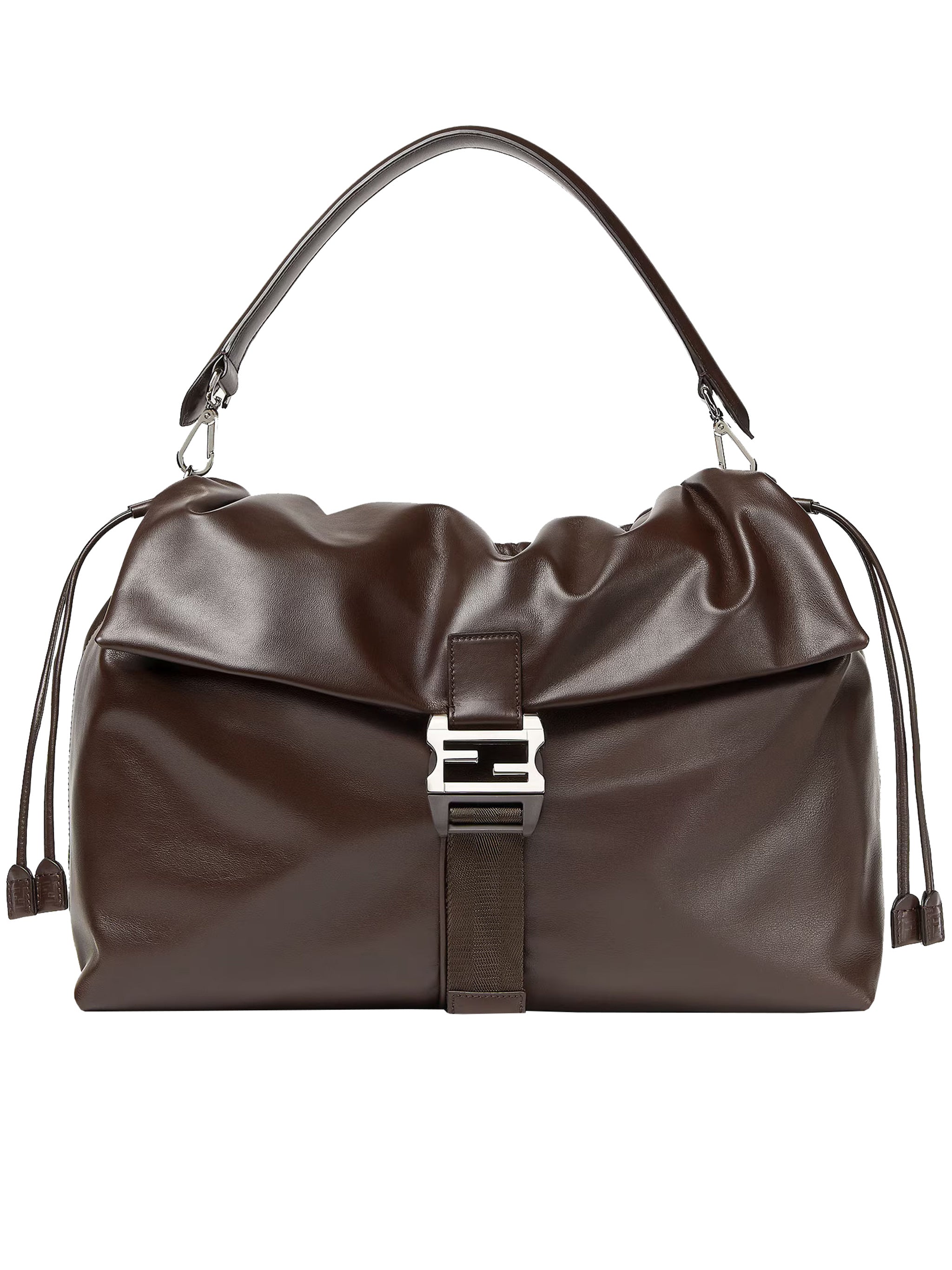 Mamma Baguette Ruched Brown Leather Bag