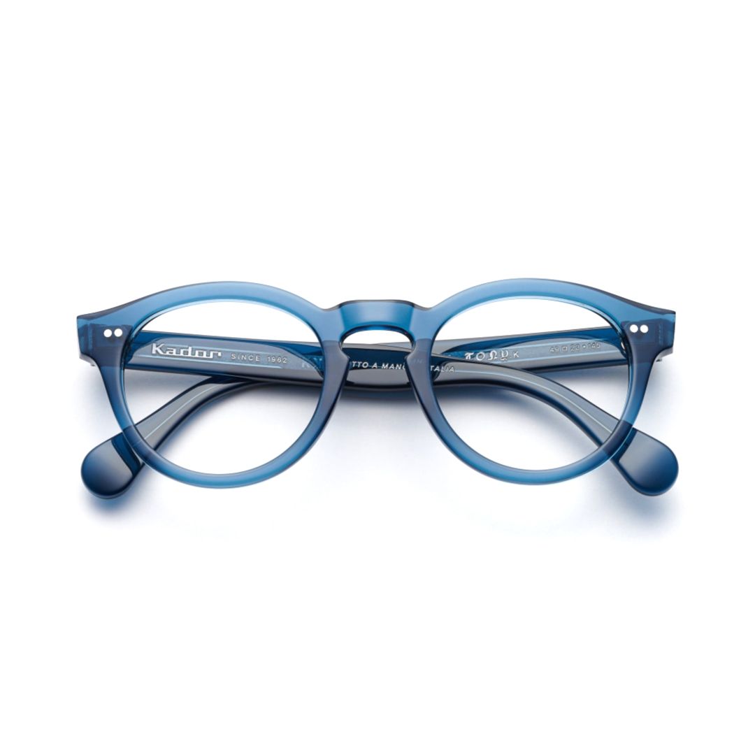 Tony-K Rounded Frame Eyeglasses with Translucent Blue Front