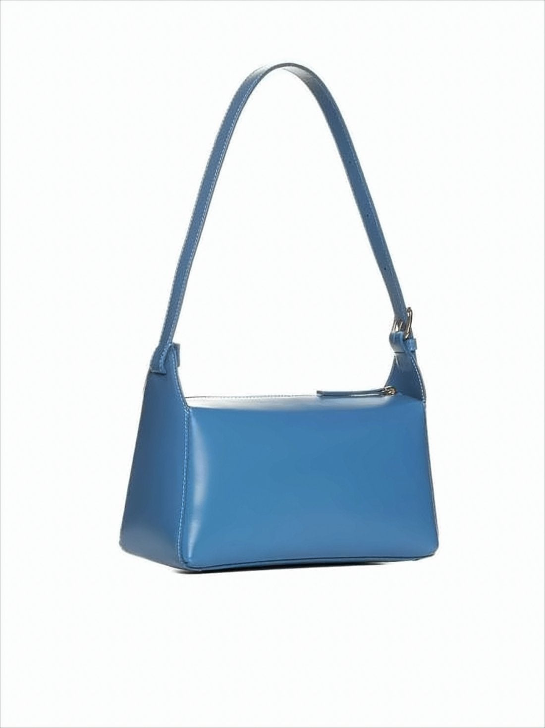 Structured Blue Cowhide Leather Shoulder Bag