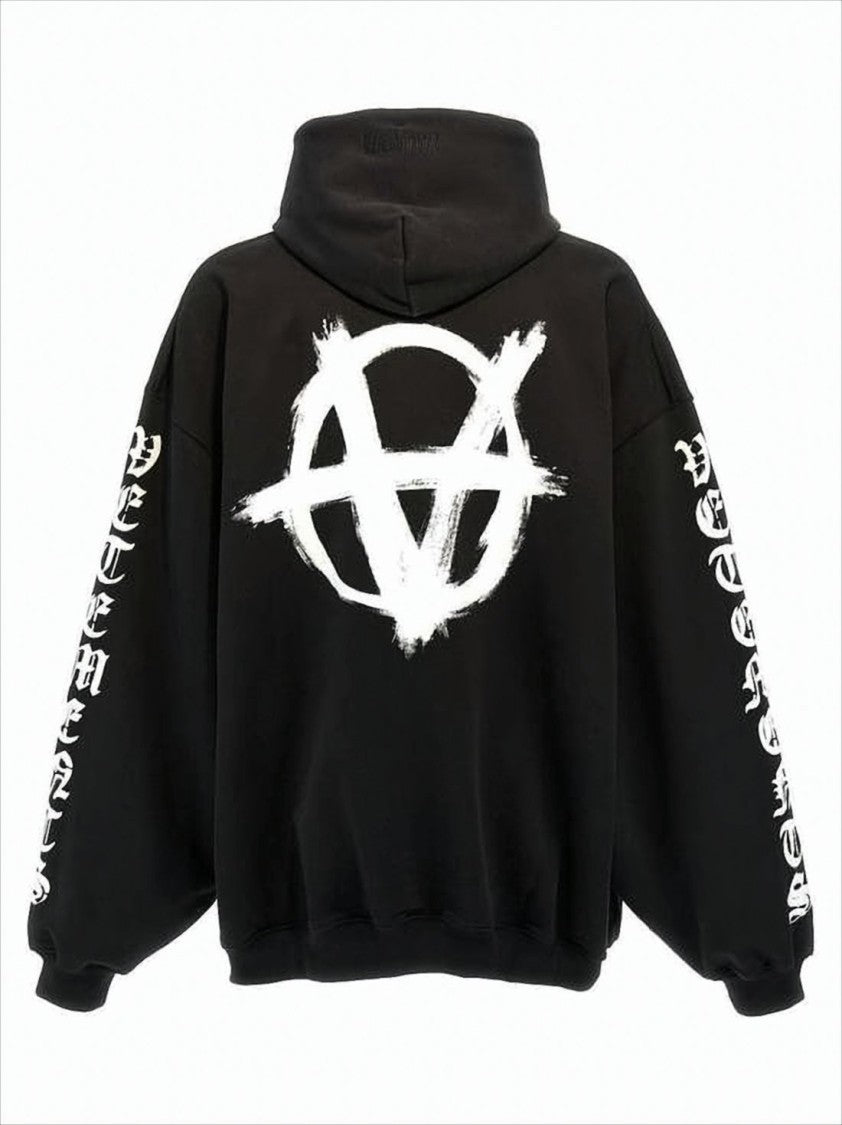 Oversized Black Hoodie with Graphic Logo