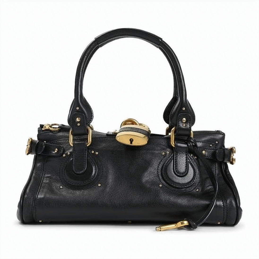Smooth Leather Shoulder Bag with Gold-tone Hardware