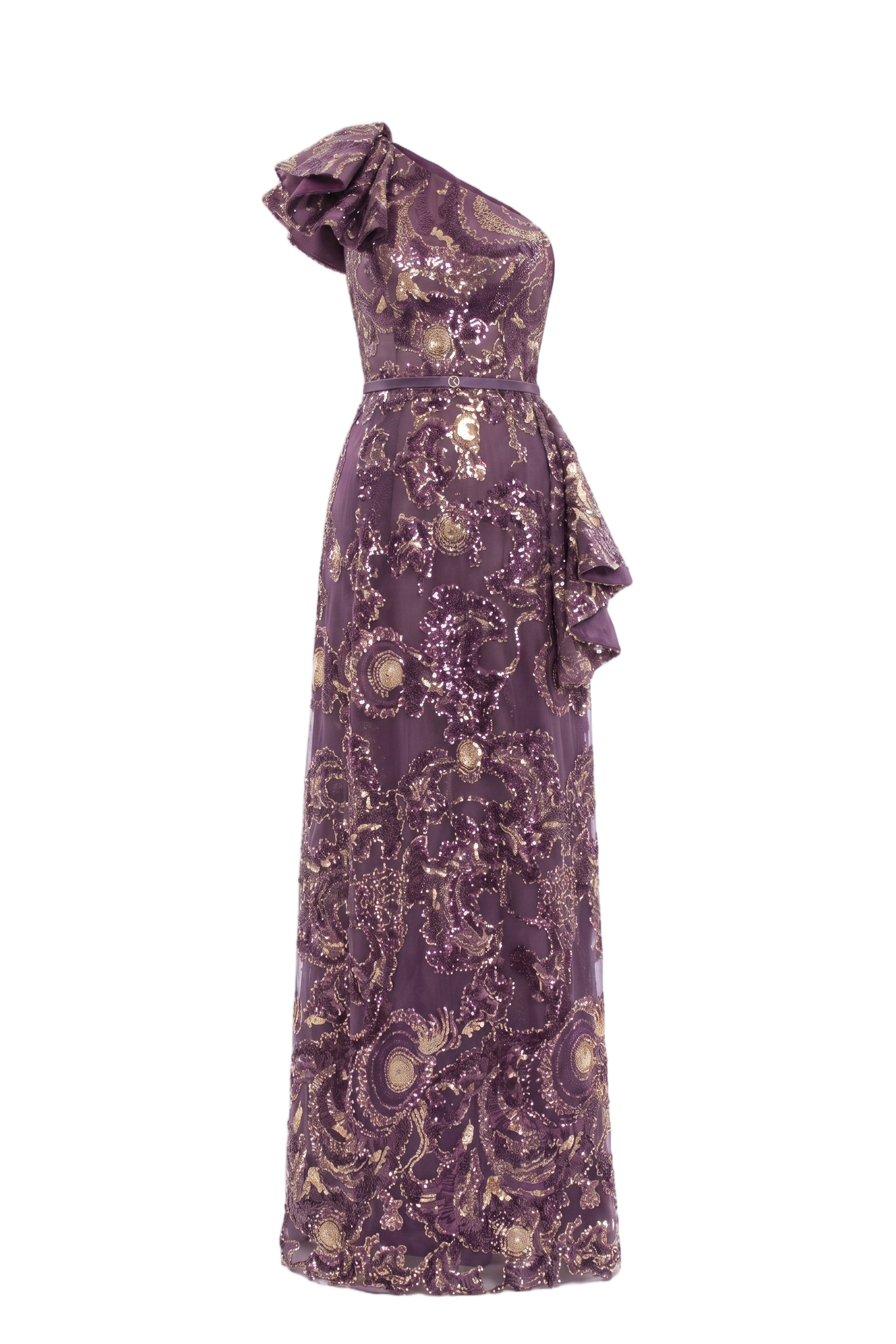 Ruffle Embroidered Long Dress