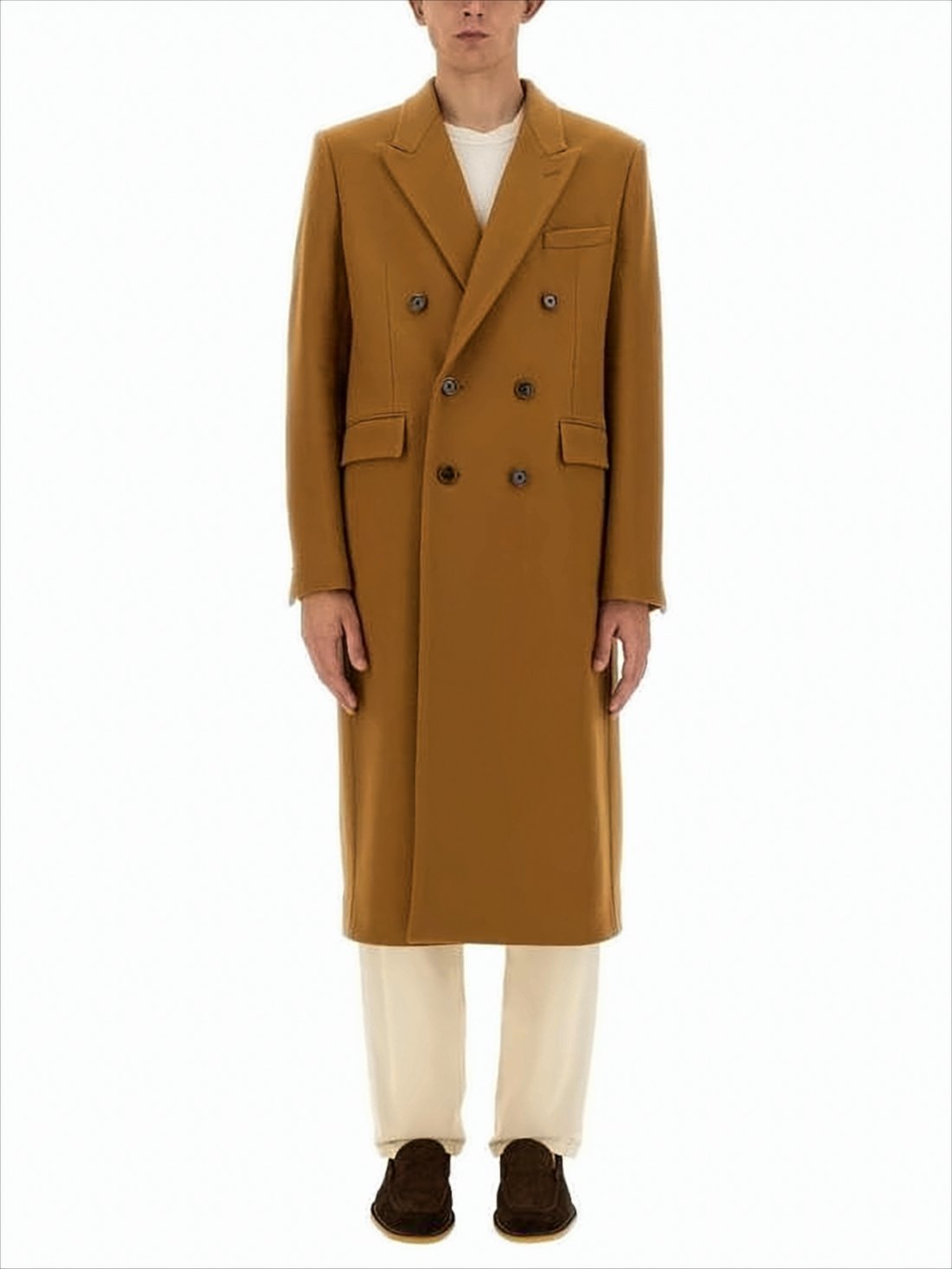 Double-Breasted Long Coat with Tailored Fit