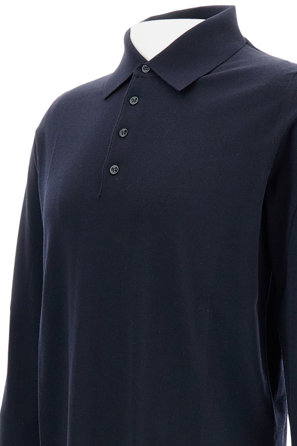 Embossed Logo High Neck Sweater In Blue Cotton Yarn