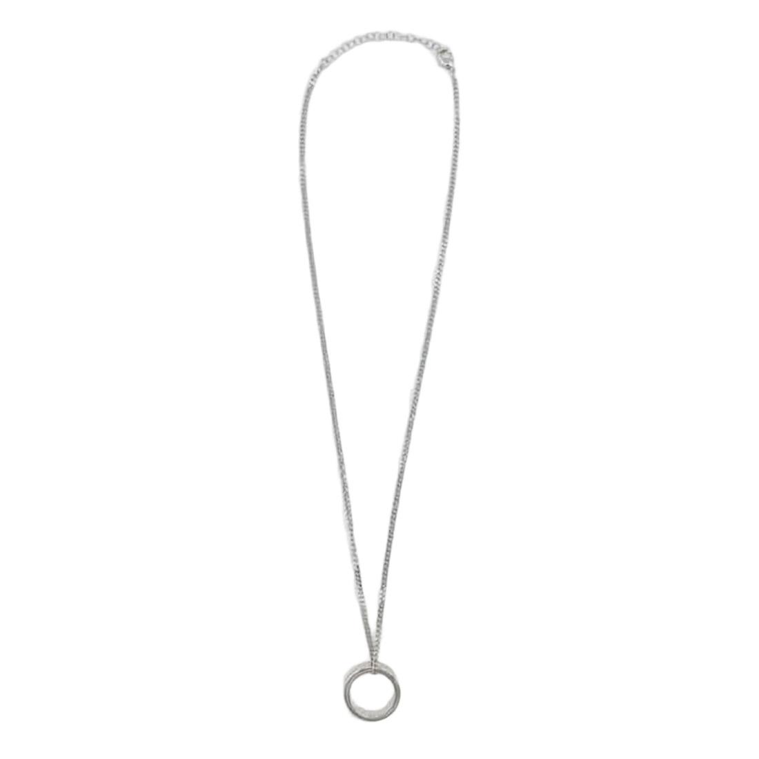 Silver Brass Necklace with Circular Pendant