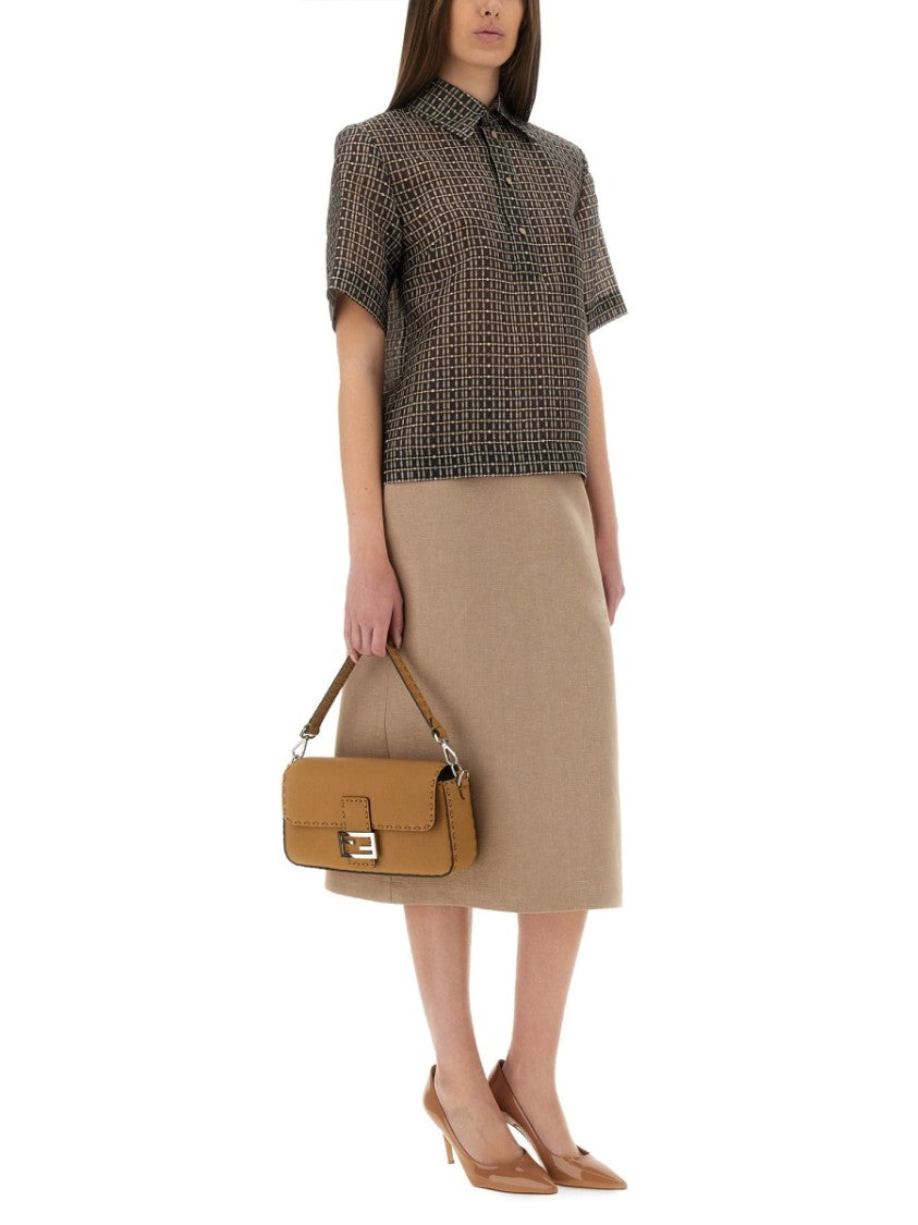 Waxed Linen Midi Skirt