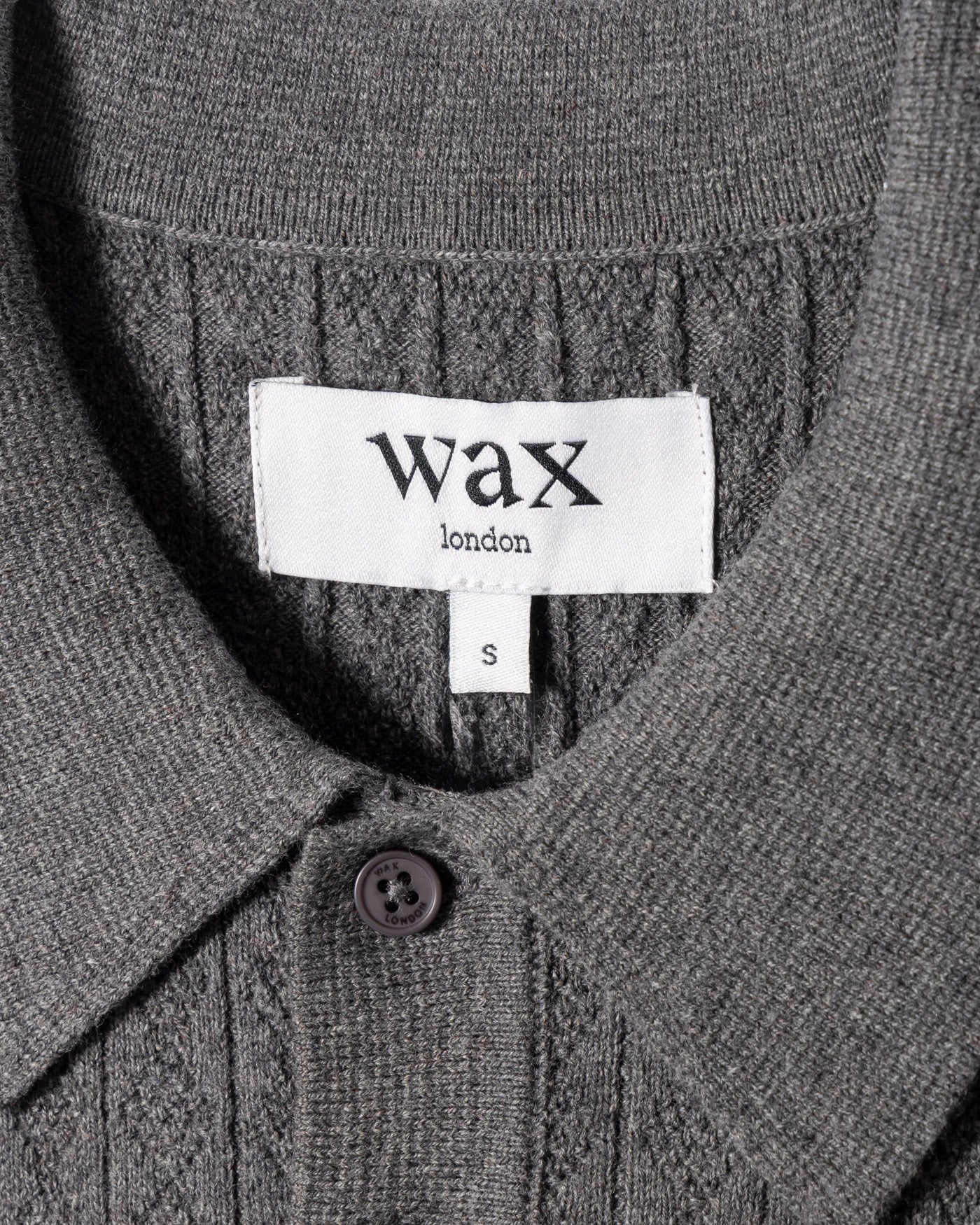 Textured Diamond Stripe Knit Polo in Grey Marl