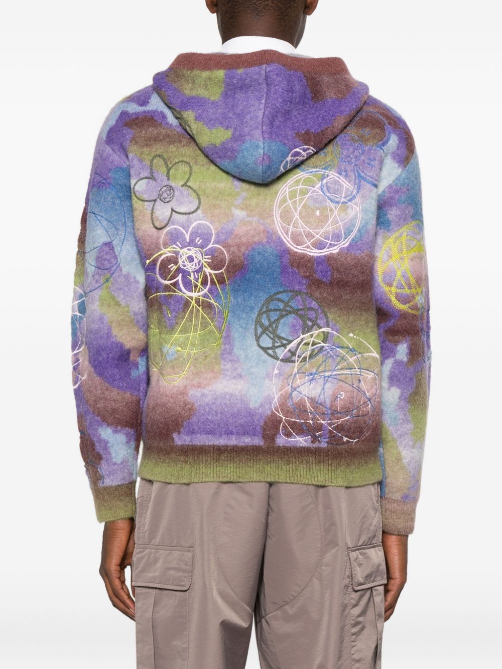 Multicolor Abstract Floral and Geometric Pattern Hoodie