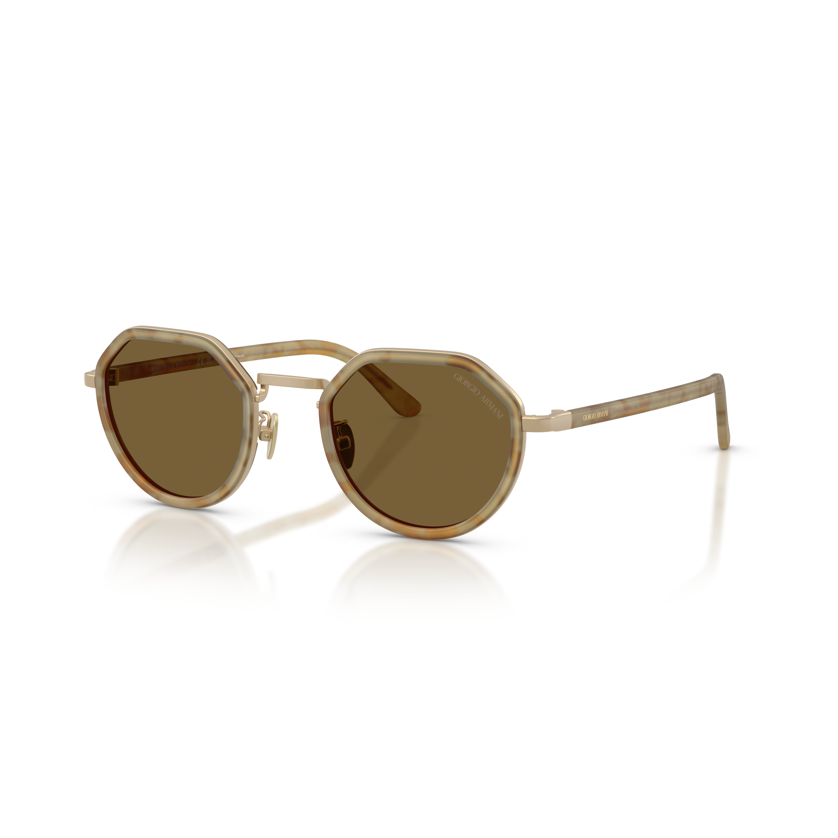 0ar6181 Octagonal Frame Sunglasses with Translucent Beige Accents
