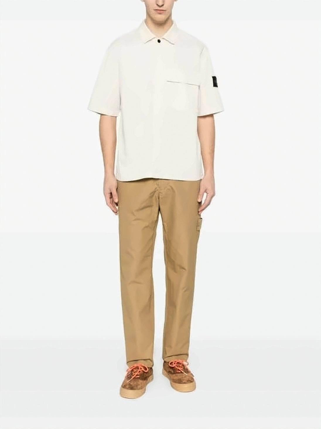 Boxy Short-Sleeve Casual Shirt with Classic Collar