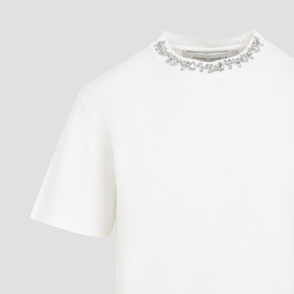 Crystal-Embellished Cotton T-Shirt With Smooth Finish