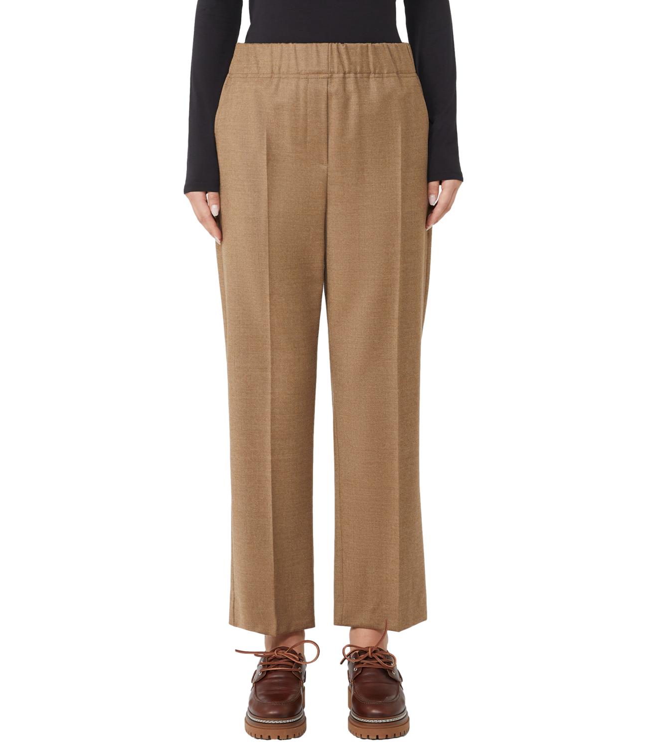 Tailored Brown Wool Straight-Leg Trousers