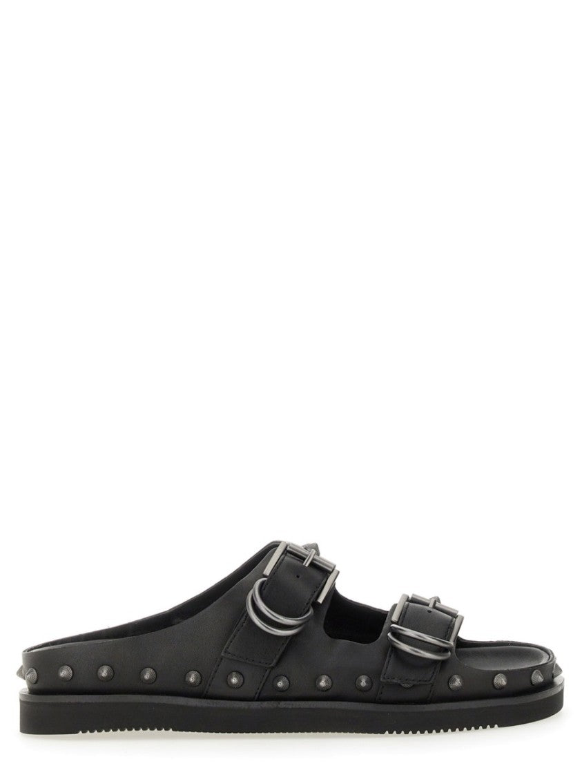 Black Calf Leather "Urus" Sandals