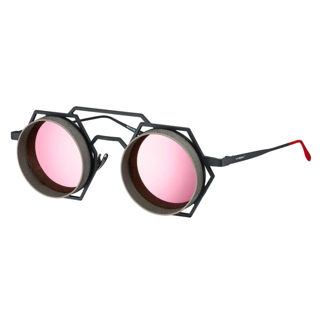 Nk-3 Bold Geometric Sunglasses with Pink Lenses