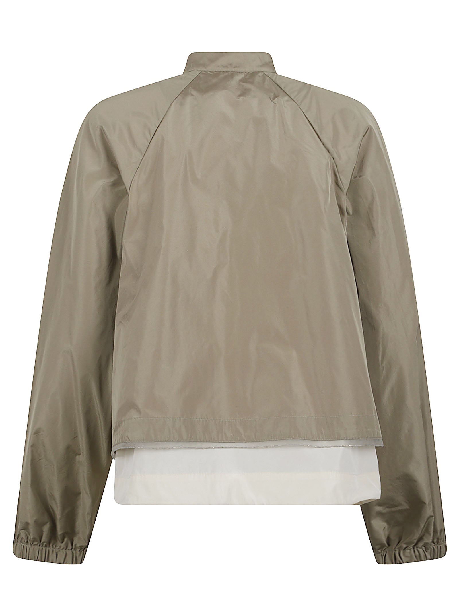 Cropped Jacket with Lightweight Fabric and Stand Collar