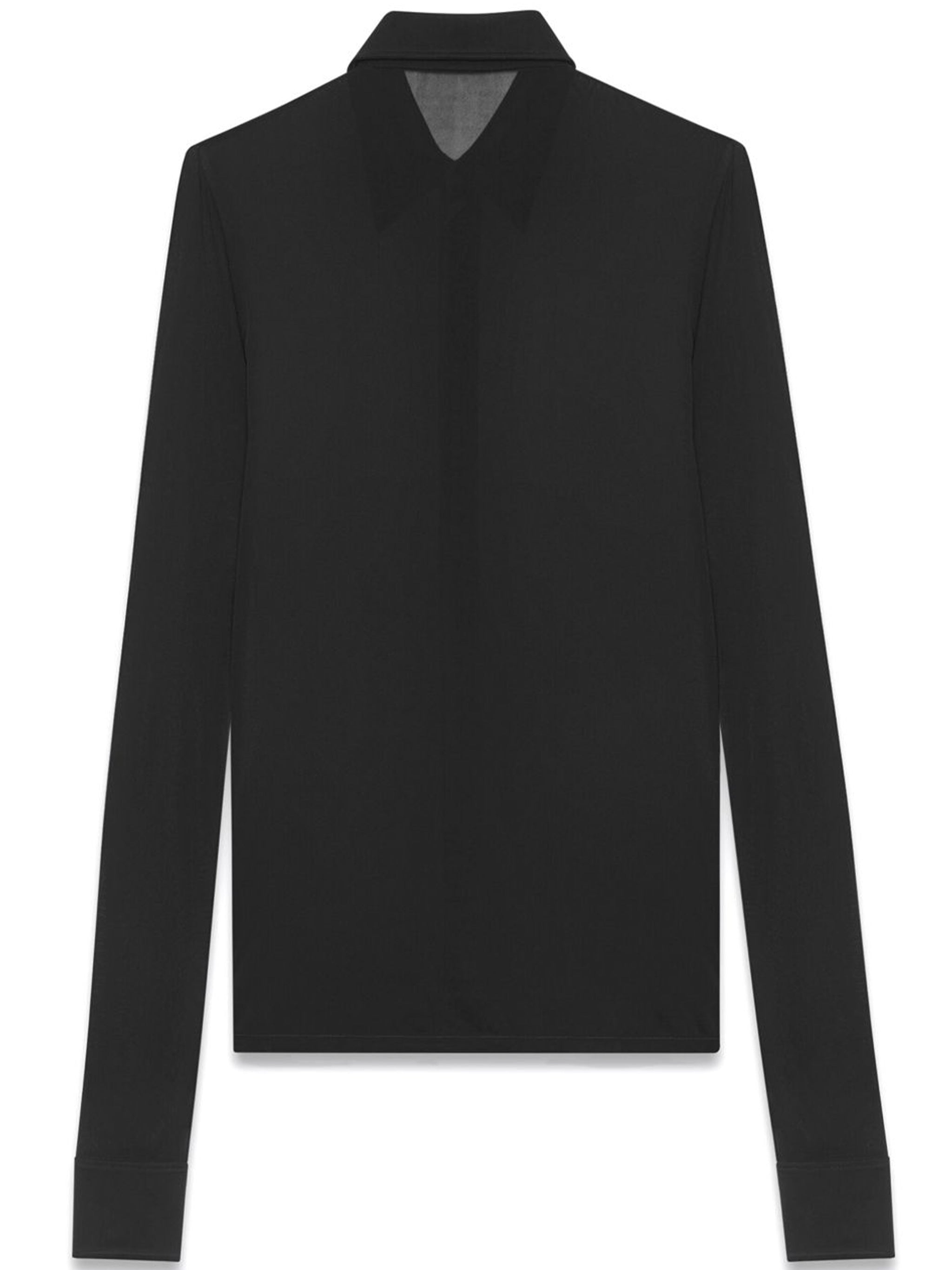 Black Long-Sleeved Viscose Shirt
