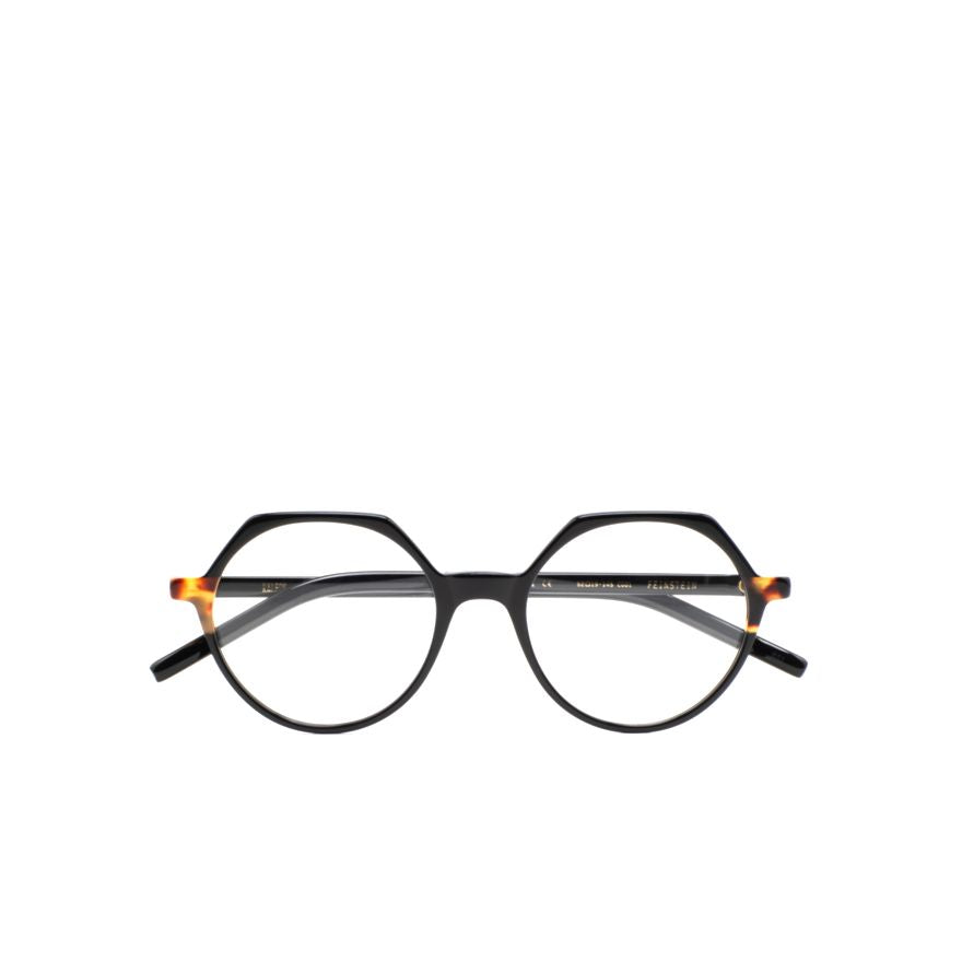 Feinstein Geometric Frame Eyeglasses with Tortoiseshell Accents
