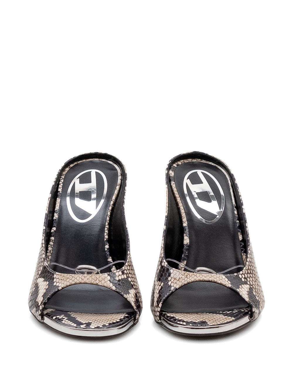 Textured Snakeskin Pattern Mid-Heel Sandals
