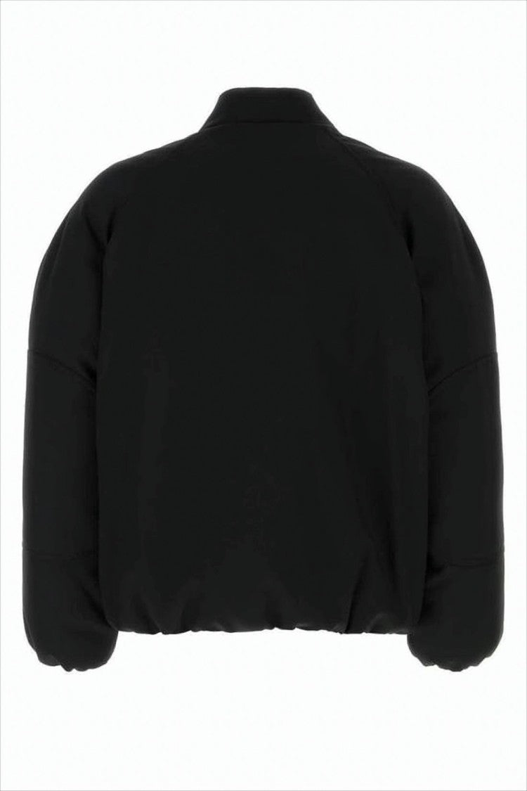 Oversized Cropped Bomber Jacket With Ribbed Collar