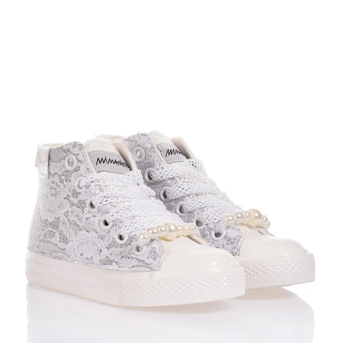 High-Top Sneakers With Silver Sequined Design
