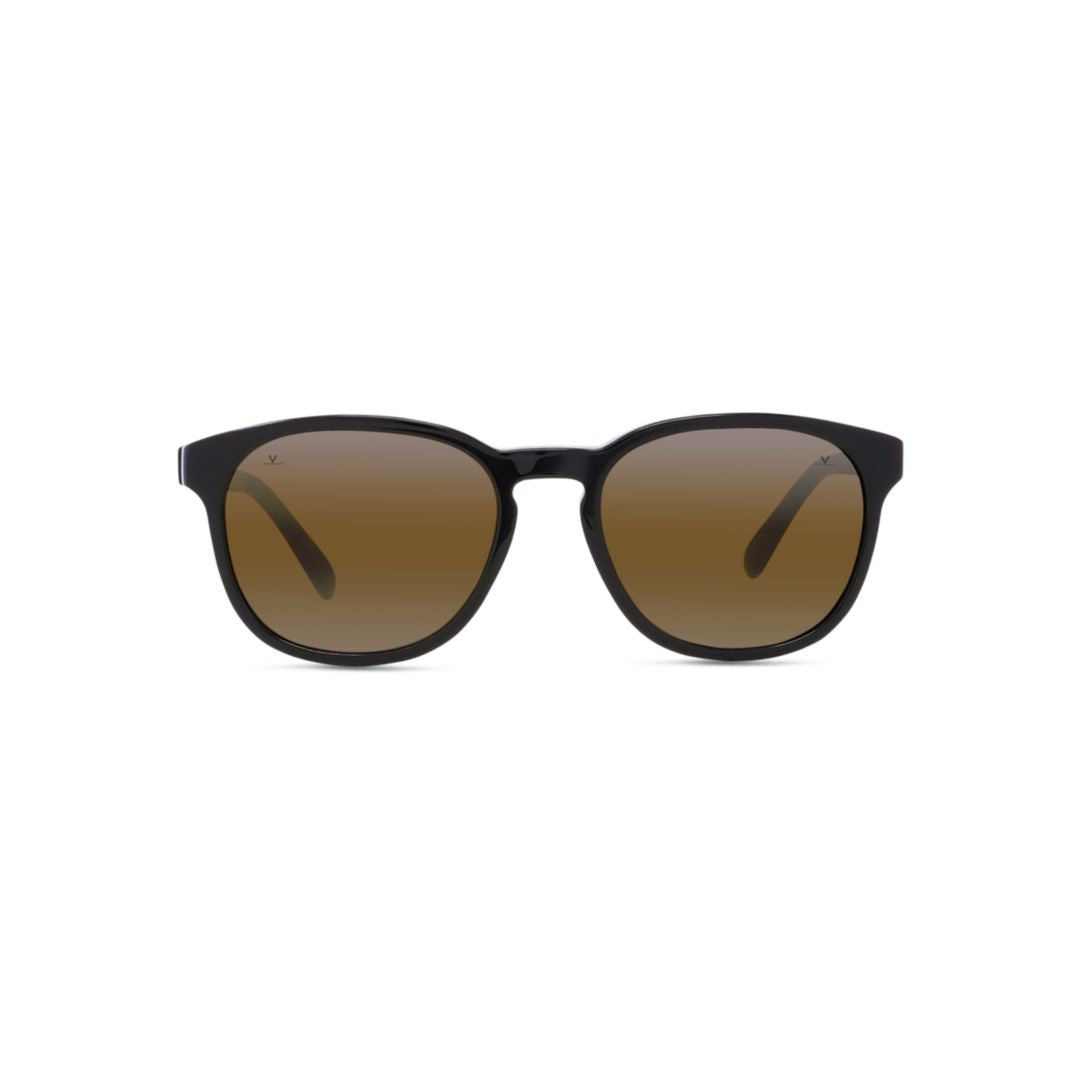 Vu40011i Rounded Frame Acetate Sunglasses with Brown-Tinted Lenses