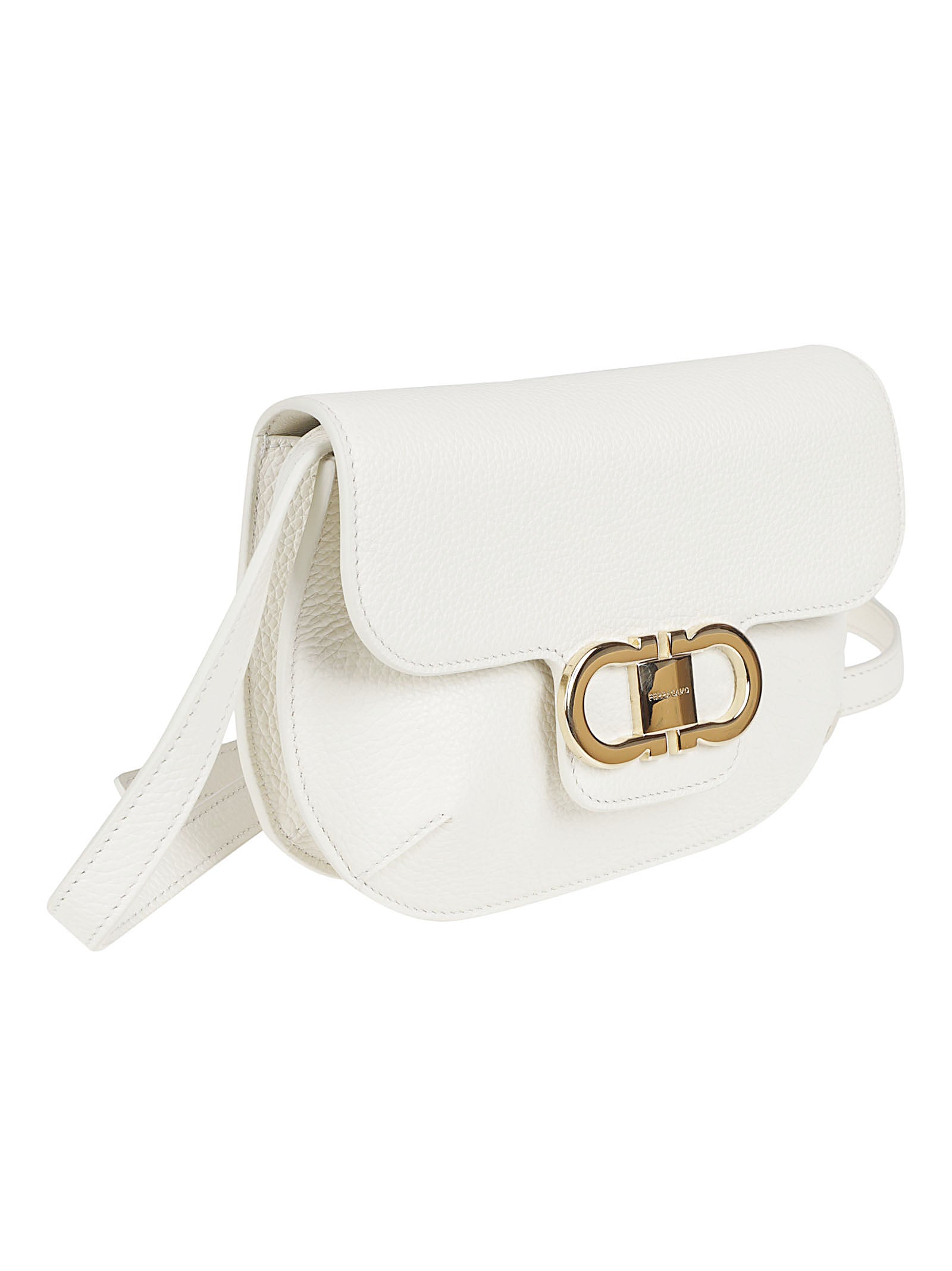 Compact Rigid Shoulder Bag with Double Gancini Ornament