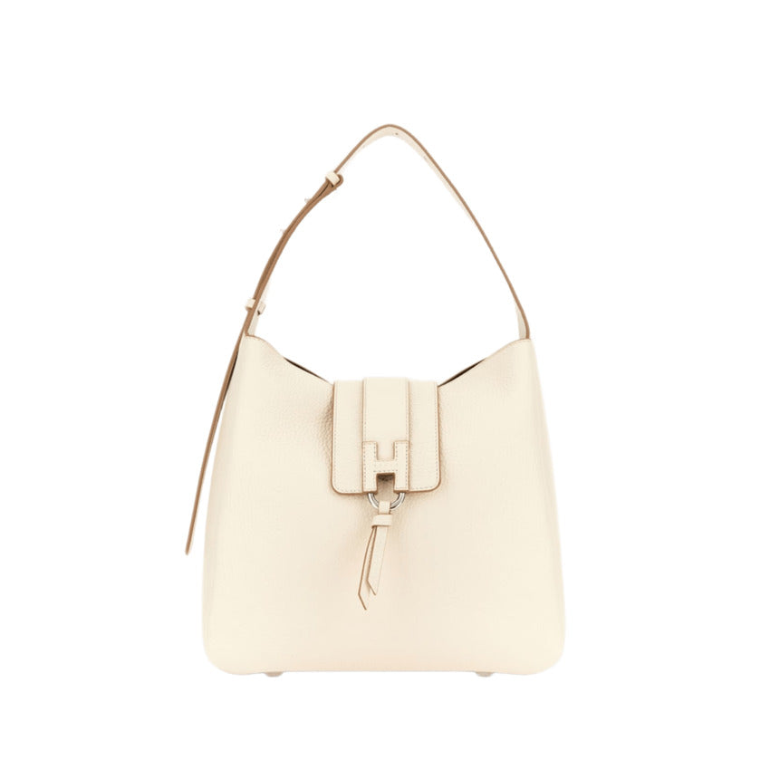 Ivory Hobo Bag with Flap Closure